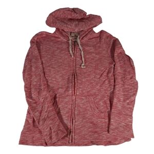 FEED Pink and White Zip Up Hooded Sweater